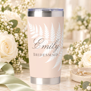 Elegante zachte perzik witte varen bruidsmeisje geïsoleerde drinkbeker