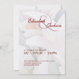 Elegante zachte romantische bloem lelie script bru kaart