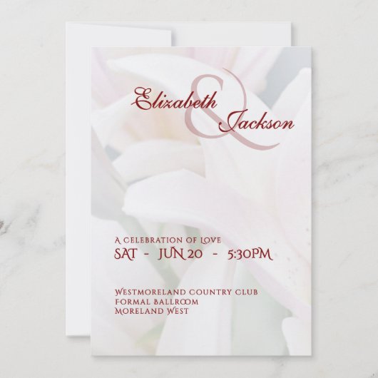 Elegante zachte romantische bloem lelie script bru kaart (Voorkant)