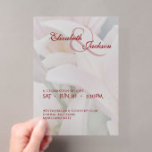 Elegante Zachte Romantische Bloemige Lelie Script  Acryl Uitnodigingen (Insitu (Draagbaar))