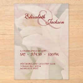 Elegante Zachte Romantische Bloemige Lelie Script  Acryl Uitnodigingen