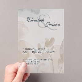Elegante zachte romantische botanische script brui acryl uitnodigingen