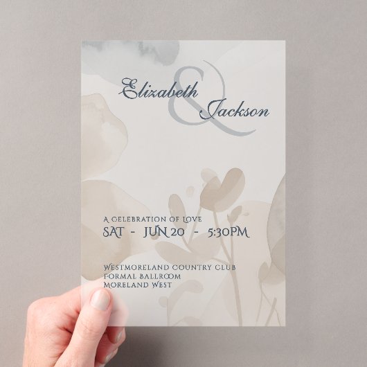 Elegante zachte romantische botanische script brui acryl uitnodigingen (Insitu (Draagbaar))