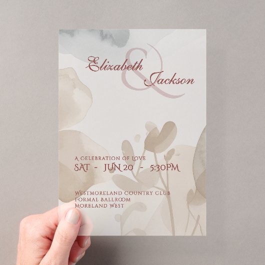 Elegante zachte romantische botanische script brui acryl uitnodigingen (Insitu (Draagbaar))