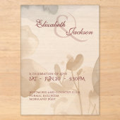 Elegante zachte romantische botanische script brui acryl uitnodigingen (Voorkant)