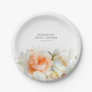 Elegante zachte roos bloemen moderne botanische  papieren bordje