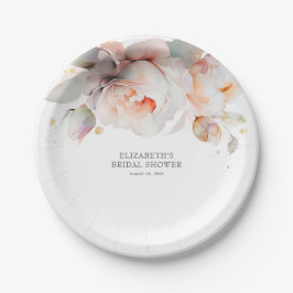 Elegante zachte roos bloemen moderne botanische papieren bordje