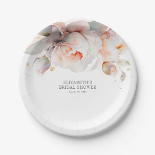 Elegante zachte roos bloemen moderne botanische  papieren bordje