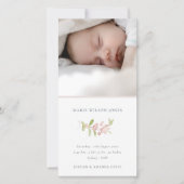 Elegante zachte roze bessen bloemige baby girl aankondiging (Voorkant)