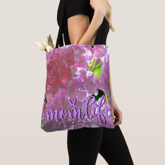 Elegante zachte roze bloemen mooie roze hortensia' tote bag (Dichtbij)