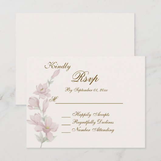 Elegante zachte roze bloemen RSVP trouwkaart Kaart (Voorkant / Achterkant)