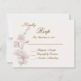 Elegante zachte roze bloemen RSVP trouwkaart Kaart