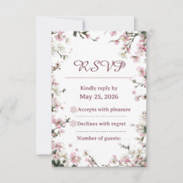 Elegante zachte roze bloemige kersenbloesem RSVP k Kaartje
