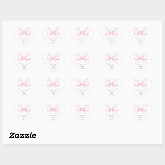 Elegante zachte roze blos linten boog bruiloft fee hart sticker (Vel)