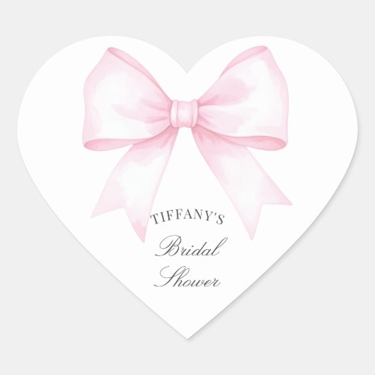 Elegante zachte roze blos linten boog bruiloft fee hart sticker (Voorkant)
