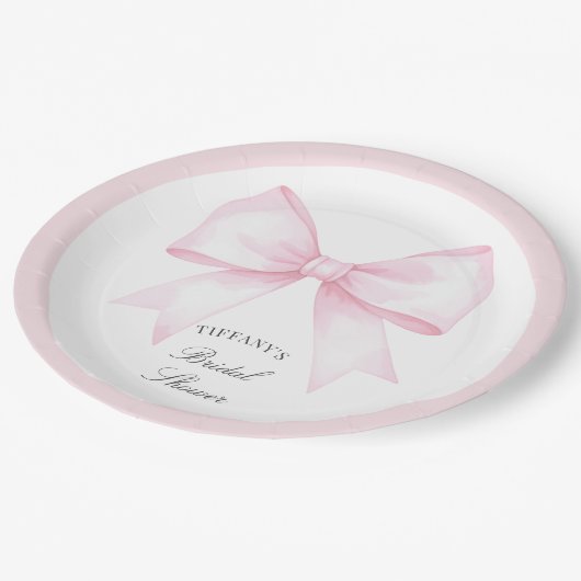 Elegante zachte roze blosboog bruiloft papieren bordje (Gekanteld)