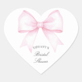 Elegante zachte roze blush linten strik bruiloft hart sticker (Voorkant)