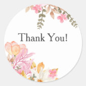 Elegante zachte roze boeket dank je wel ronde sticker (Voorkant)