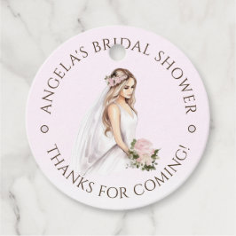 Elegante zachte roze bruid wordende bruids douche bedankjes labels