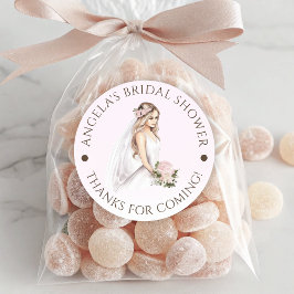 Elegante zachte roze bruid wordende bruids douche ronde sticker