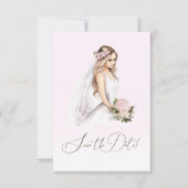 Elegante zachte roze bruid wordende bruids douche save the date (Voorkant)