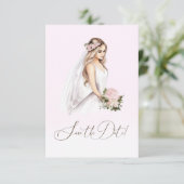 Elegante zachte roze bruid wordende bruids douche save the date (Staand voorkant)