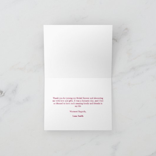 Elegante zachte roze bruidsjurk Bruids douche Bedankkaart (Binnen)