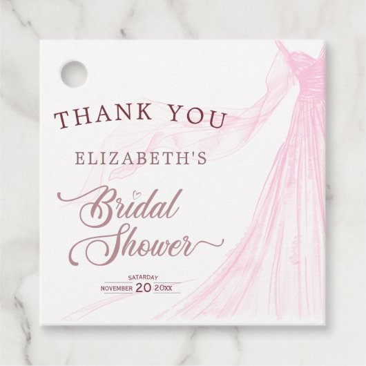 Elegante zachte roze bruidsjurk Bruidsmeisjesfeest Bedankjes Labels (Voorkant)