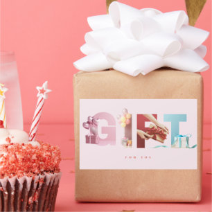 Elegante Zachte Roze Cadeauboodschap Typografie Gr Rechthoekige Sticker