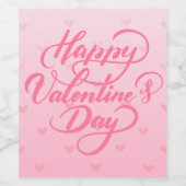 Elegante Zachte Roze Gelukkige Valentijnsdag Wijn Etiket (Enkel label)