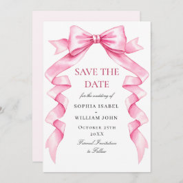 Elegante Zachte Roze Hand Getrokken Bow Wedding QR Save The Date