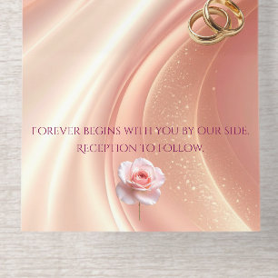 Elegante zachte roze huwelijksuitnodiging all in one uitnodiging