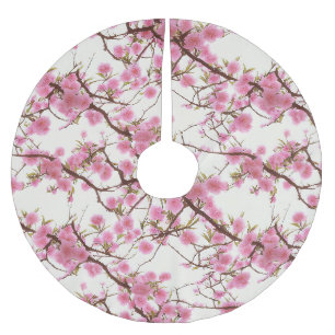 Elegante zachte roze kersenbloesem bloemen kerstboom rok