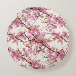 Elegante zachte roze kersenbloesem bloemen rond kussen