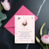 Elegante zachte roze ooievaar bedankkaart