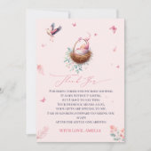 Elegante zachte roze ooievaar bedankkaart (Voorkant)