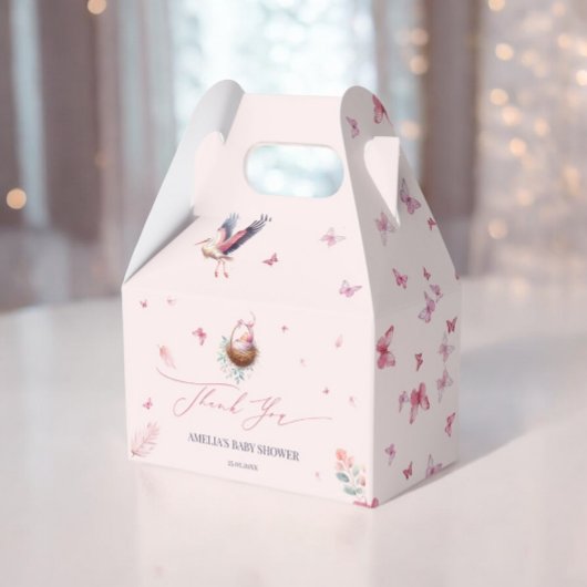 Elegante Zachte Roze Ooievaar Dank u Bedankdoosjes