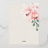 Elegante zachte roze orchidee bruiloft uitnodiging (Achterkant)