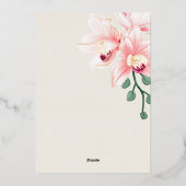 Elegante zachte roze orchidee trouwuitnodiging | F Folie Uitnodiging (Achterkant)