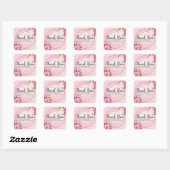 Elegante zachte roze pioenrozen dank u voor uw bes vierkante sticker (Vel)