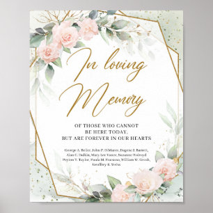 Elegante zachte roze rozen gebladerte In liefdevol Poster