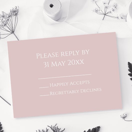 Elegante Zachte Roze RSVP insert