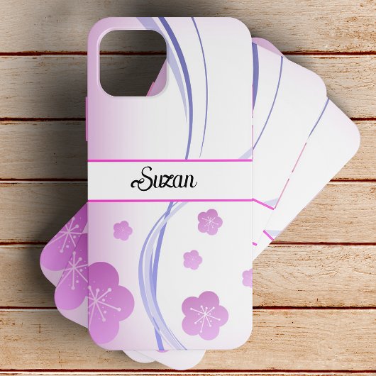 Elegante zachte roze sakura bloemen op maat Case-Mate iPhone case