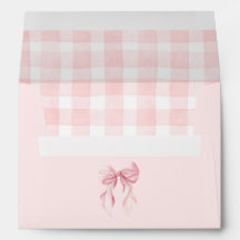 Elegante zachte roze strik en geruit patroon