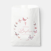 Elegante zachte roze vlinder doop bedankzakje (Voorkant)