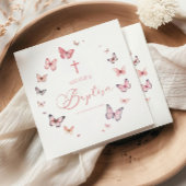 Elegante zachte roze vlinder doop servet