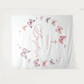 Elegante zachte roze vlinder doop wandkleed (Voorkant (horizontaal))