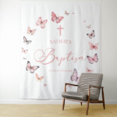 Elegante zachte roze vlinder doop wandkleed (In situ)