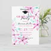 Elegante zachte roze waterverf bloemen afstuderen kaart (Staand voorkant)