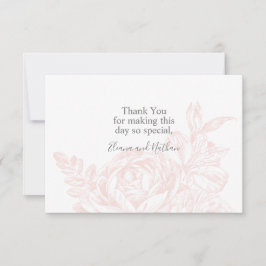 Elegante zachte roze witte bloemen bruiloft bedankkaart